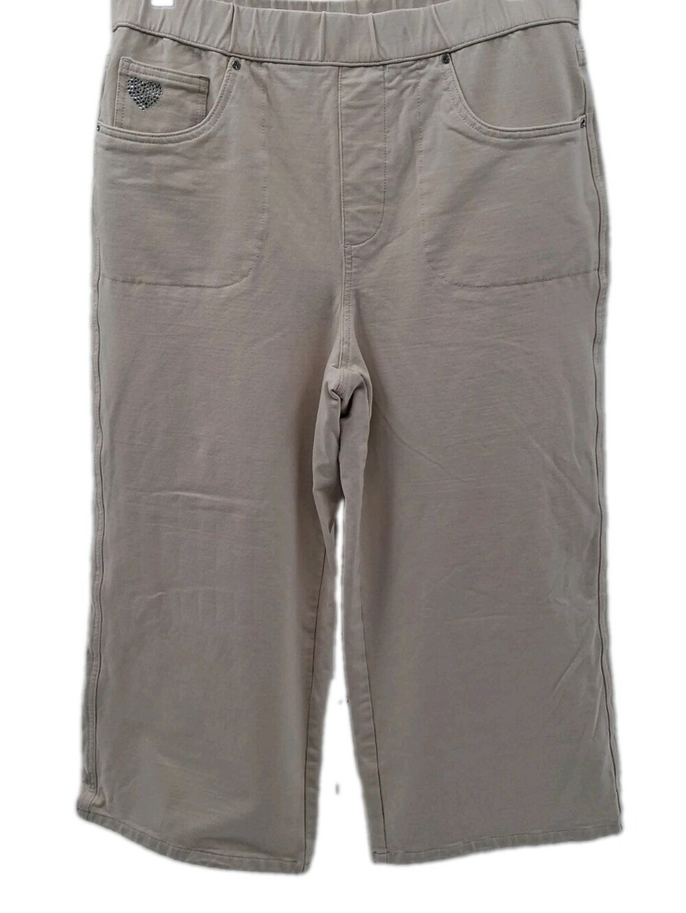 Dream Jeannes By Quacker Factory Pants Womens Medium Beige Capri Wide Leg Baggy